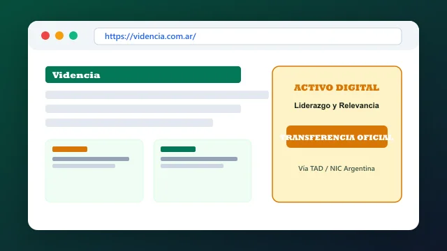 Vista del activo digital estratégico videncia.com.ar y transferencia formal
