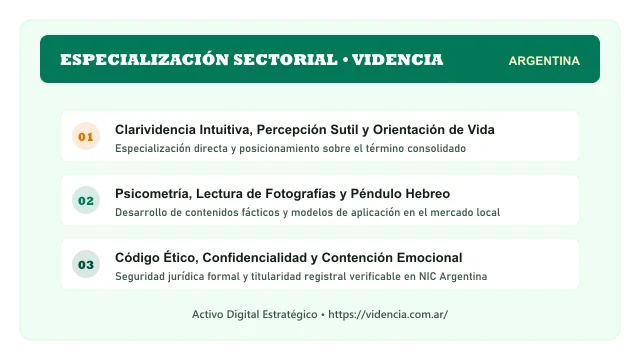 Pilares temáticos y especialización sectorial de Videncia en Argentina